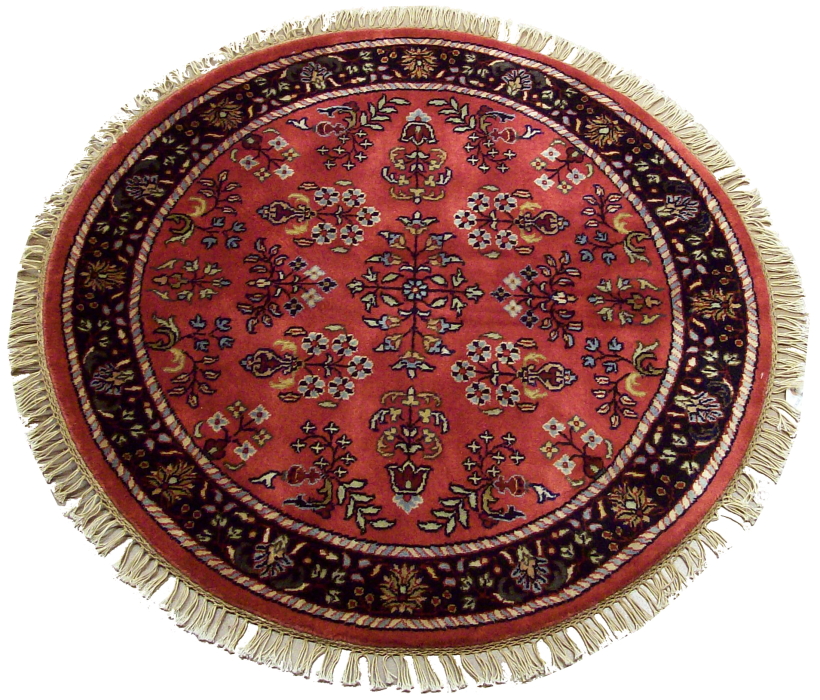 Round Persian Sarouk Design Rug 12184, 3 Foot Round Rugs