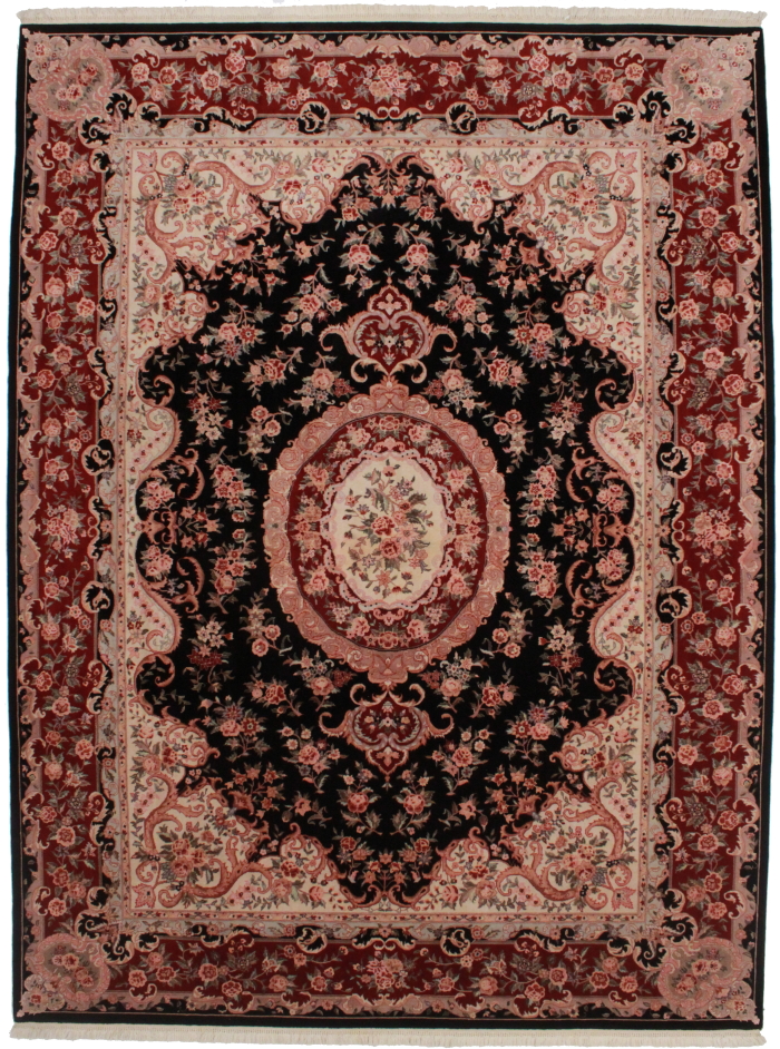 9 X 11 Silk Wool Tabriz Style Rug 14222, 9 X 11 Wool Area Rugs
